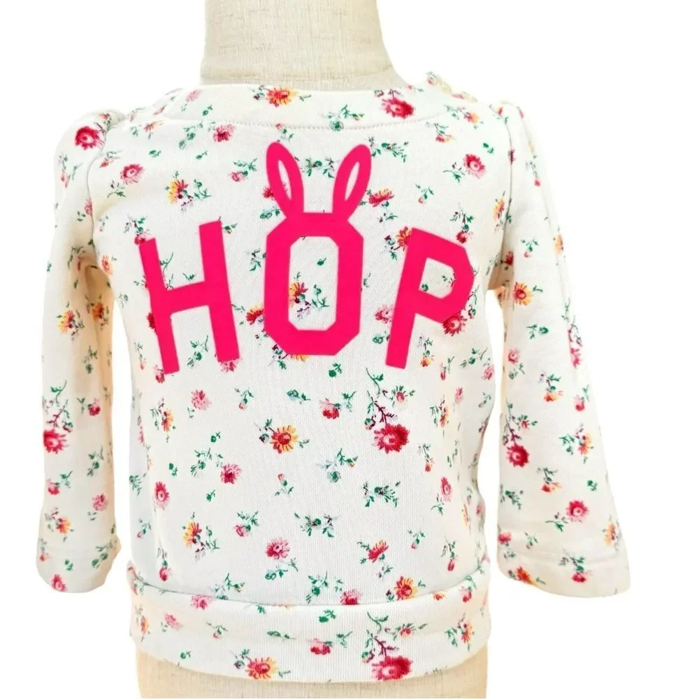 Baby GAP Girls Long Sleeve Floral Print  Easter HOP Sweatshirt. 6-12 Months.